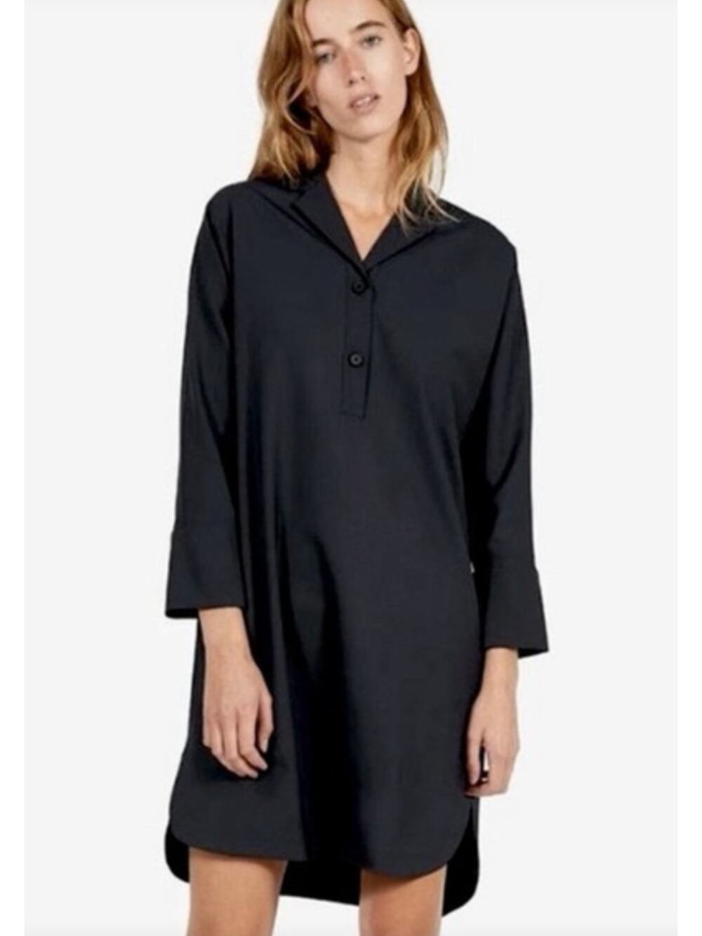 Everlane The Artist Smock Wool Blend Shirt Dress Black Size Medium